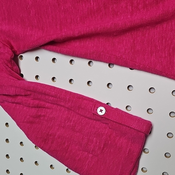 Chicos 100% Linen Button Down Top Chicos Sz 0 (sz 4) Bright Pink - Picture 3 of 13